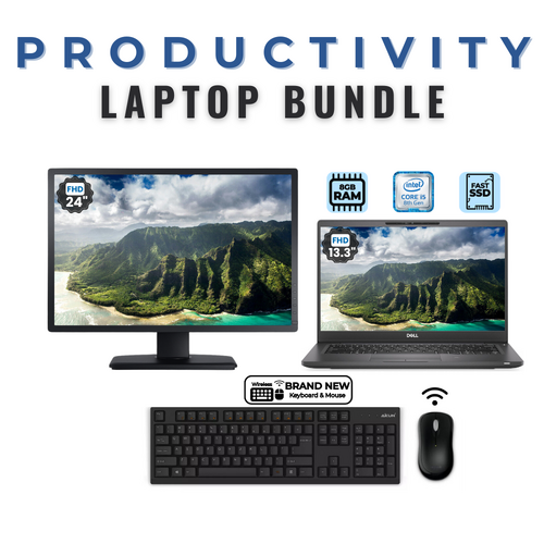 Dell Latitude 5300 13" Laptop Bundle i5-8365U 256GB SSD 8GB RAM + 24" Monitor - Windows 11