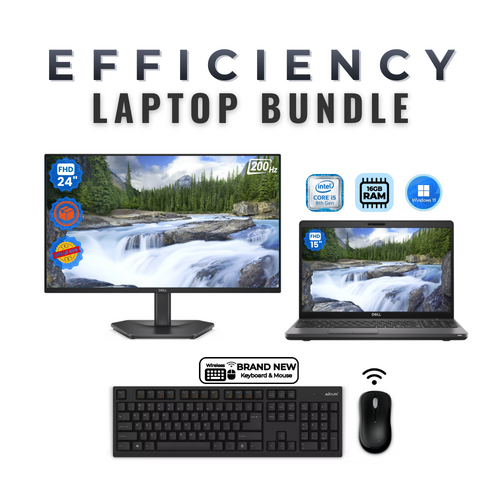 Dell Latitude 5500 15" FHD Laptop Bundle i5-8365U 512GB 16GB RAM + NEW 24" Monitor - Windows 11