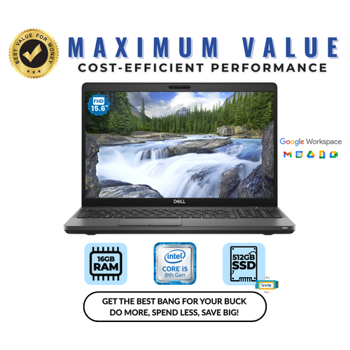 Dell Latitude 5500 15" FHD Laptop i5-8365U 3.9GHz 512GB SSD 16GB RAM Windows 11