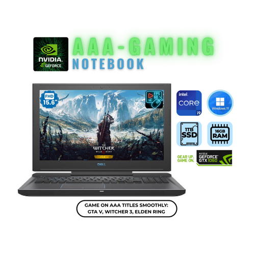 Dell G7 7588 15" Gaming Laptop i9-8950HK 6-Cores 2.9GHz 1TB 16GB RAM 6GB GTX 1060 - New Battery