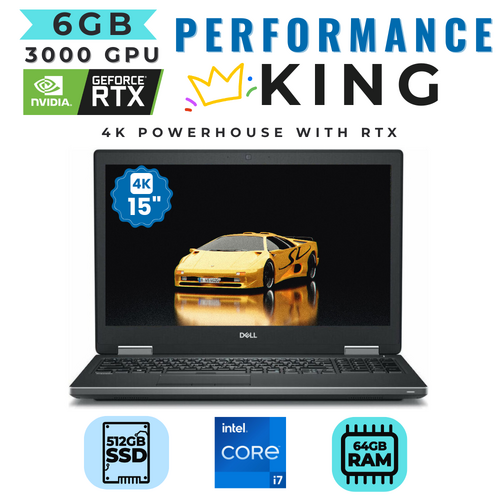 Dell Precision 7540 15" 4K Gaming Laptop i7-9850H 6-Core 512GB 64GB RAM RTX 3000