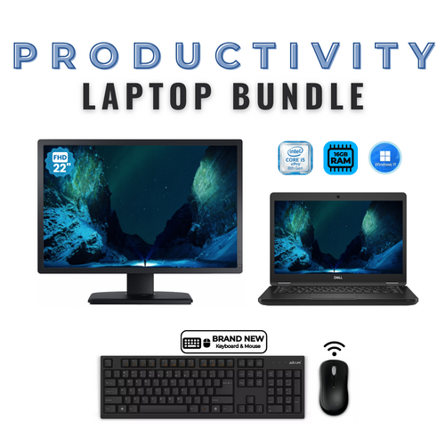 Dell Latitude 5490 14" FHD Laptop Bundle i5-8250U 256GB 16GB RAM + 22" Monitor