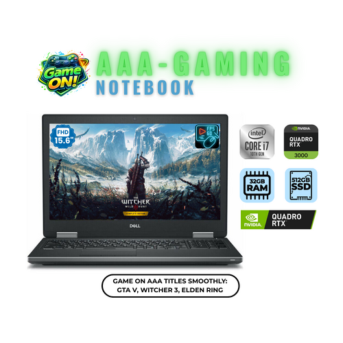 Dell Precision 7550 15" Touch Gaming Laptop i7-10850H 512GB 32GB RAM 6GB RTX3000