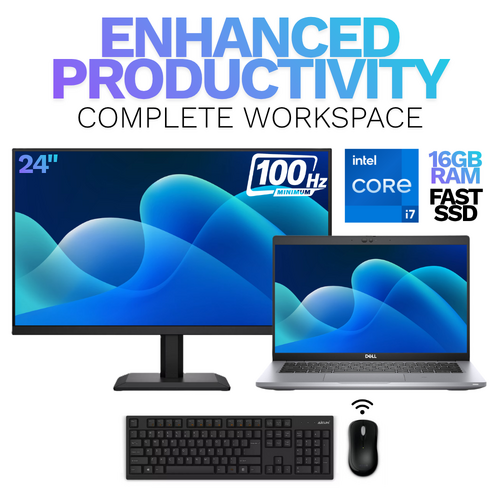 Dell Latitude 5420 14" Laptop Bundle i7-1185G7 256GB 16GB +NEW 24" 100Hz Monitor