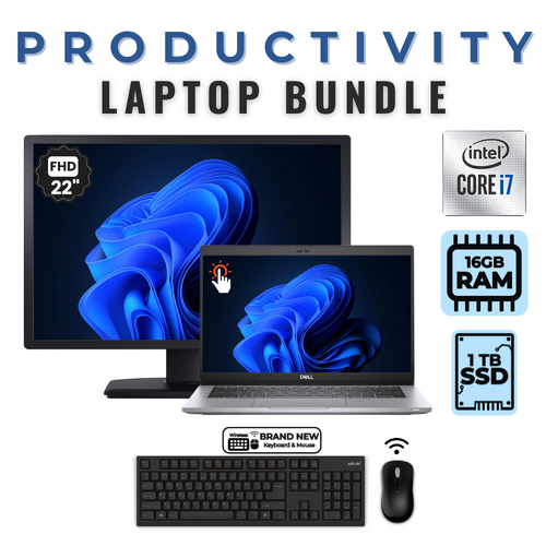 Dell Latitude 5320 13" Touch Laptop Bundle i7-1185G7 1TB 16GB RAM + 22” Monitor