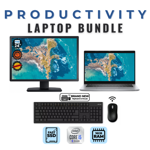 Dell Latitude 5320 13" Laptop Bundle i5-1135G7 256GB SSD 16GB + Brand New 24" Monitor