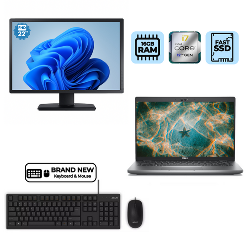 Dell Latitude 5430 14" Laptop Bundle i7-1265U 10-Core 16GB 256GB Windows 11 + 22" Monitor