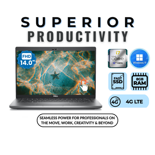 Dell Latitude 5430 14" FHD Touch Laptop i7-1265U 10-core 256GB 8GB RAM 4G LTE