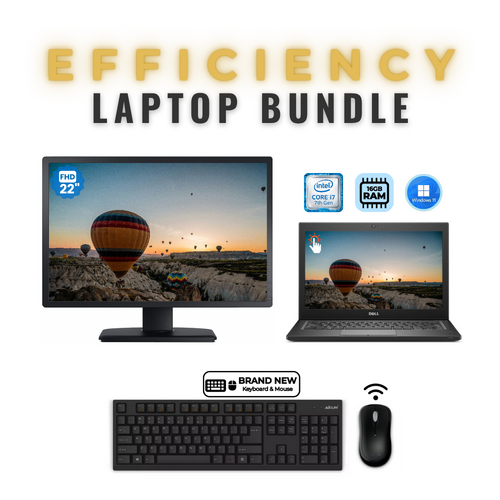 Dell Latitude 7280 12" FHD Touch Laptop Bundle i7-7600U 256GB 16GB + 22" Monitor - Windows 11