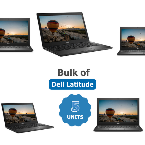 Bulk of 5x Dell 7280 12" FHD Touch Laptop i7-7600U 3.9GHz 256GB 16GB RAM Win 11