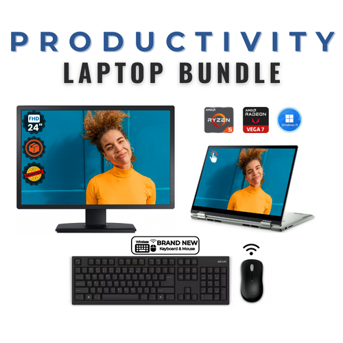 Dell Inspiron 7425 2-in-1 Laptop Bundle 14" AMD Ryzen 5 512GB 8GB +Brand New 24" Monitor