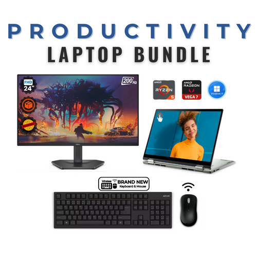 Dell Inspiron 7425 2-in-1 Laptop Bundle 14" AMD Ryzen 5 512GB SSD 8GB + NEW 24" Monitor