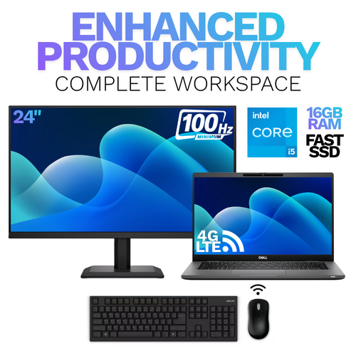 Dell Latitude 7320 13" Laptop i5-1145G7 256GB 16GB 4G LTE +NEW 24" 100Hz Monitor