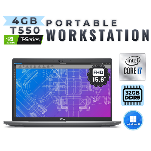Dell Precision 3570 15" FHD Laptop i7-1255U 10-Cores 256GB SSD 32GB RAM 4GB T550 - Mobile Workstation