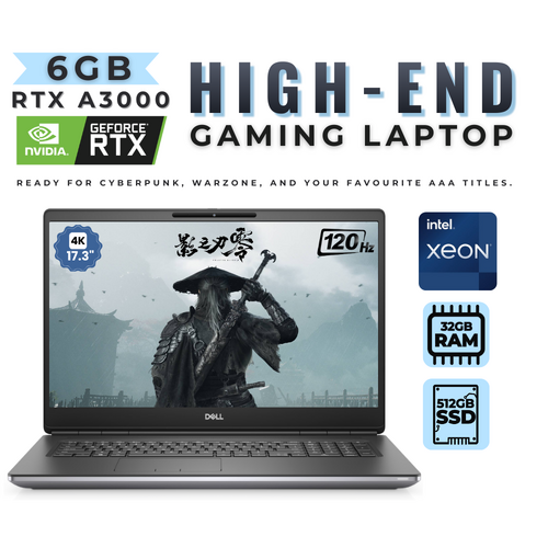 Dell Precision 7760 17" 120Hz Gaming Laptop Xeon W-11955M 32GB RAM 6GB RTX A3000 Windows 11