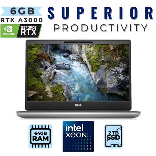 Dell Precision 7560 15" Laptop Xeon W-11855M 6-Cores 2TB 64GB RAM 6GB RTX A3000 - Mobile Workstation