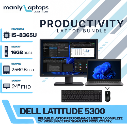 Dell Latitude 5300 13" Touch Laptop i5-8365U 4.1GHz 256GB 16GB RAM + 24" Monitor