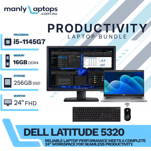 Dell Latitude 5320 13" Touch Laptop i5-1145G7 256GB SSD 16GB RAM + 24" Monitor