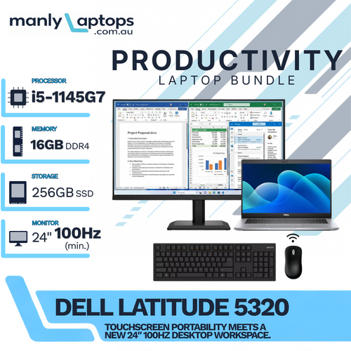 Dell Latitude 5320 13" Touch Laptop i5-1145G7 256GB SSD 16GB RAM + NEW 24" 100Hz Monitor