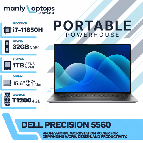 Dell Precision 5560 15" Laptop i7-11850H 8-cores 4.80GHz 1TB 32GB RAM 4GB T1200 - Mobile Workstation