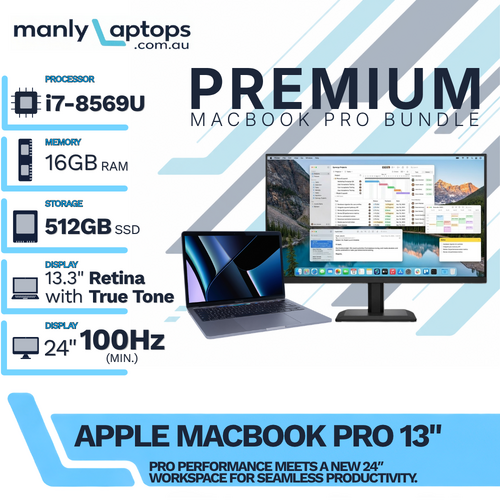 Apple MacBook Pro 13" Space Gray Bundle i7-8569U 512GB 16GB RAM + NEW 24" 100Hz Monitor