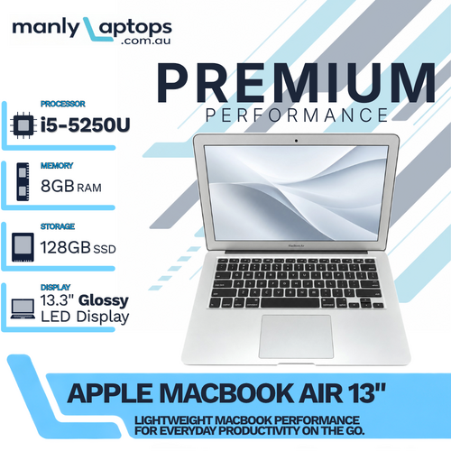 Apple MacBook Air 13" A1466 Silver (2015) i5-5250U 2.7GHz 128GB SSD 8GB RAM