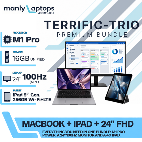Apple MacBook Pro 14" A2442 Bundle M1 Pro 512GB 16GB + iPad 9th Gen + 24" 100Hz Monitor