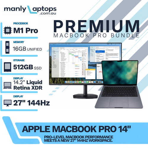 Apple MacBook Pro 14" A2442 (2021) Bundle M1 Pro 512GB 16GB RAM + NEW 27" 144Hz Monitor