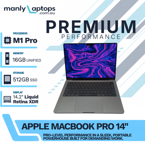 Apple MacBook Pro 14" A2442 Space Gray (2021) M1 Pro Chip 8-cores 512GB 16GB RAM - macOS Sequoia