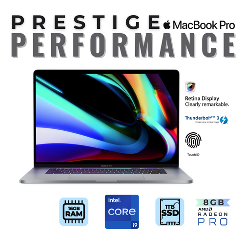 Apple MacBook Pro 16" A2141 (2019) i9-9880HK 16GB RAM 1TB Touch Bar 8GB Graphics