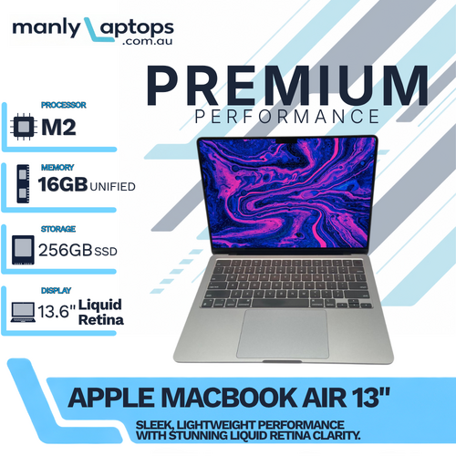 Apple MacBook Air 13" A2681 Space Gray (2022) M2 8-Cores 3.49GHz 256GB 16GB RAM macOS Sequoia