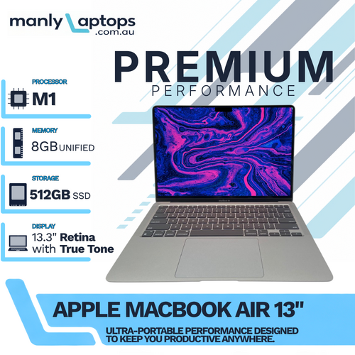 Apple MacBook Air 13" A2337 Space Gray (2020) M1 Chip 8-cores 512GB SSD 8GB RAM macOS Sequoia