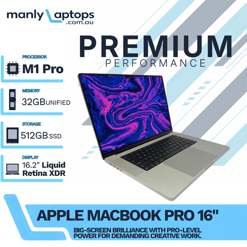 Apple MacBook Pro 16" A2485 Silver (2021) M1 Pro Chip 10-core 512GB SSD 32GB RAM - macOS Sequoia