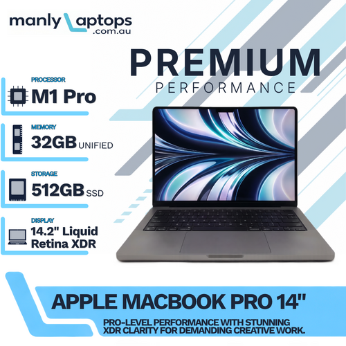 Apple MacBook Pro 14" A2442 Space Gray (2021) M1 Pro Chip 10-core 512GB 32GB RAM - macOS Tahoe