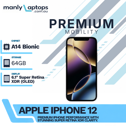 Apple iPhone 12 - 64GB - Black 6.1" A2403 (Unlocked) 5G Smartphone