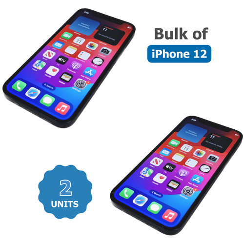 Bulk 2x Apple iPhone 12 - 128GB - Black (Unlocked) A2403 5G 6.1" Smartphone