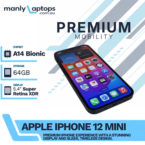 Apple iPhone 12 Mini - 64GB - Black 5.4" A2399 (Unlocked) Smartphone