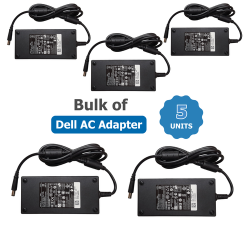 Bulk of 5x Genuine Dell 180W Laptop Charger 19.5V (9.23 A) 7.4mm x 5.0mm Barrel Tip AC Adapter