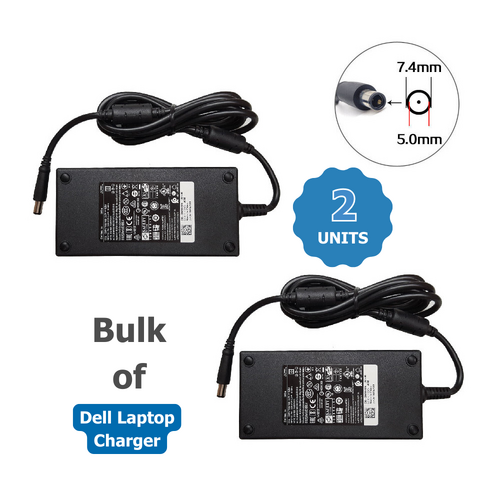Bulk of 2x Genuine Dell 130W Laptop Charger 19.5V (6.7 A) Barrel tip 7.4mm x 5.0mm Adapter