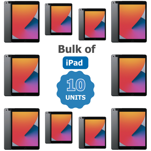 Bulk of 10x Apple iPad 7th Gen A2198 128GB Wi-Fi + Cellular (Unlocked) 10" Space Grey Tablet