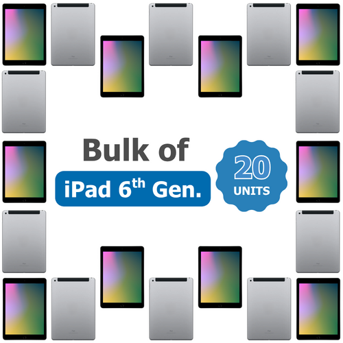 Bulk of 20x Apple iPad 6th Gen 9.7" (A1954) 32GB Wi-Fi+4G (Unlocked) Space Grey Tablet
