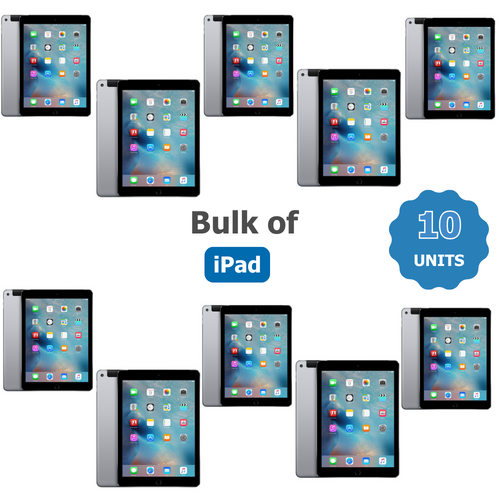 Bulk of 10x Apple iPad 6th Gen. 32GB Wi-Fi + Cellular A1954 (Unlocked) 9.7in Space Grey