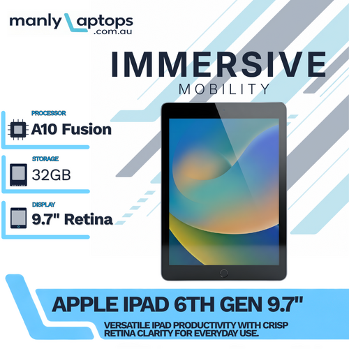 Apple iPad 6th Gen - 32GB - Space Gray 9.7" A1893 Wi-Fi Tablet