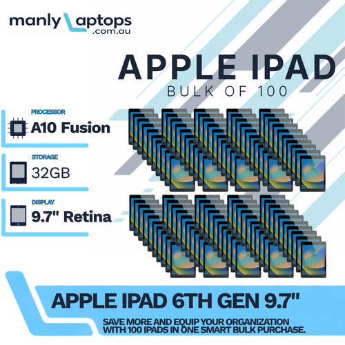 Bulk of 100x Apple iPad 6th Gen - 32GB - Space Gray 9.7" A1893 Wi-Fi Tablet