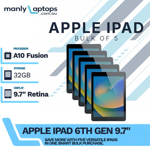 Bulk of 5x Apple iPad 6th Gen - 32GB - Space Gray 9.7" A1893 Wi-Fi Tablet