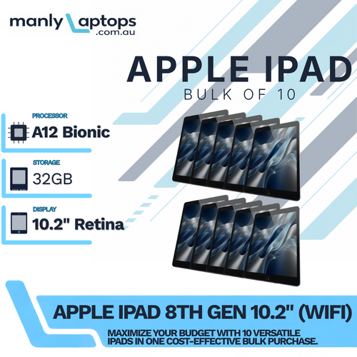 Bulk 10x Apple iPad 8th Gen - 32GB - Space Gray 10.2" A2270 Wi-Fi - Tablet