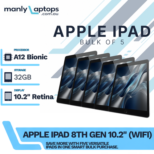 Bulk 5x Apple iPad 8th Gen - 32GB - Space Gray 10.2" A2270 Wi-Fi - Tablet