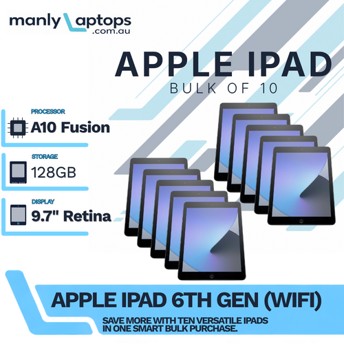 Bulk 10x Apple iPad 6th Gen - 128GB - Space Gray 9.7" A1893 Wi-Fi Tablet