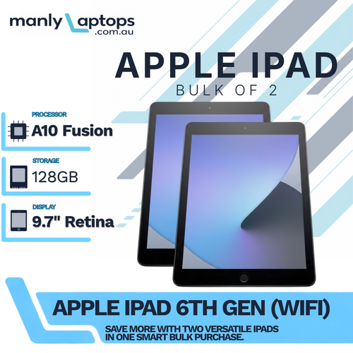 Bulk 2x Apple iPad 6th Gen - 128GB - Space Gray 9.7" A1893 Wi-Fi Tablet
