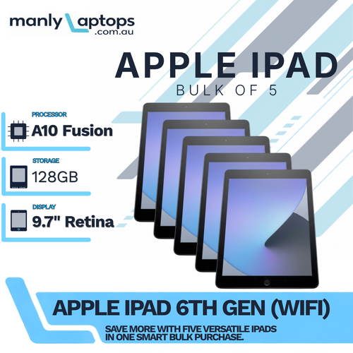 Bulk 5x Apple iPad 6th Gen - 128GB - Space Gray 9.7" A1893 Wi-Fi Tablet